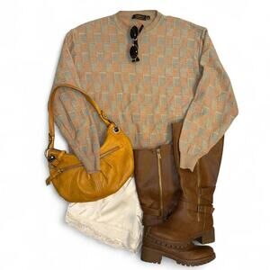 Serica made in Italy vintage Vtg checker sweater boho Streetwear preppy hipster